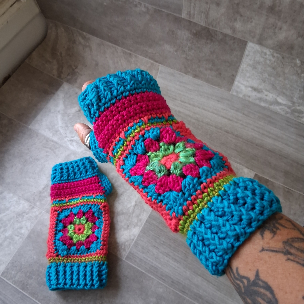 Colorful Crochet Fingerless Gloves